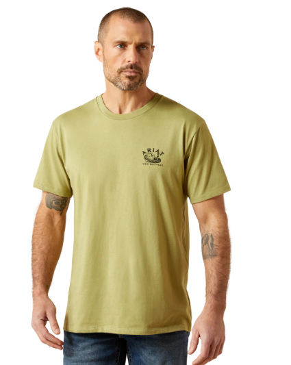 10065894 Ariat Men's Rattler Warnings Tee Tent Green