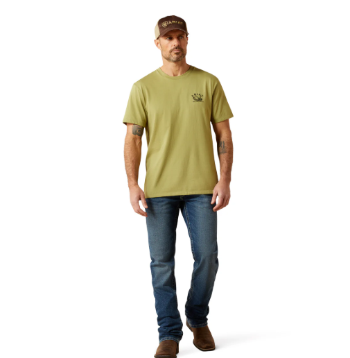 10065894 Ariat Men's Rattler Warnings Tee Tent Green