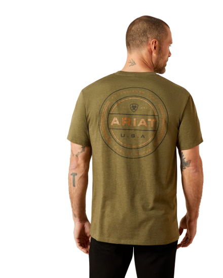 10065888 Ariat Men's Ropers Seal Tee Military Heather