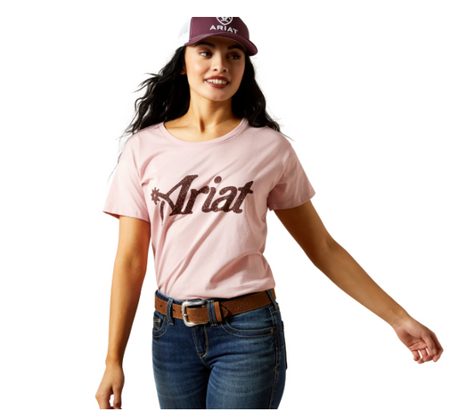 10063761 Ariat Women's Spur Script Tee Dusty Pink