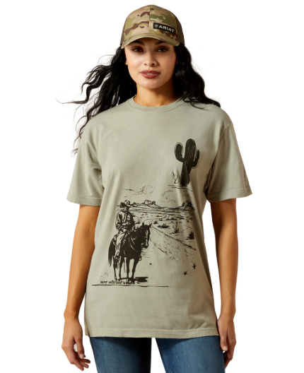10063758 Ariat Women's Sketchy Cowboy Tee Vintage Camel