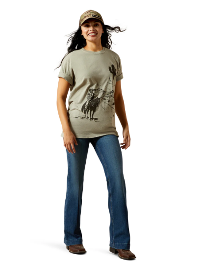 10063758 Ariat Women's Sketchy Cowboy Tee Vintage Camel