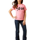 10063748 Ariat Girl's Spur Script Tee Neon Pink
