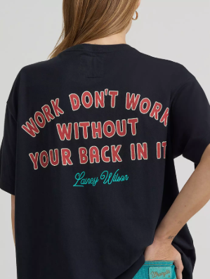 112375645 Wrangler Women's 'Work Don't Work' Oversized Tee Black