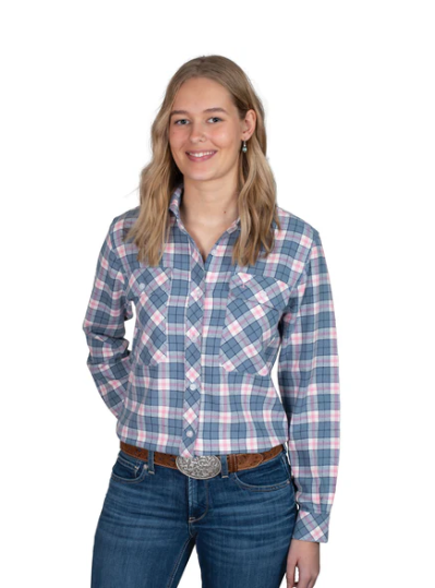 50502266 Just Country Women's Brooke Full Button Flannel Workshirt Rose/Grey/White