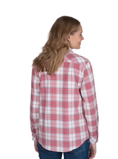 50505267 Just Country Women's Jahna Half Button Flannel Workshirt Dusty Rose/White