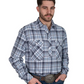 101012633 Just Country Men's Cameron Flannel 1/2 Button Flannel Workshirt Grey/Navy/White
