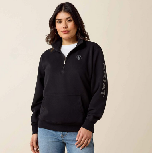 10063144 Ariat Women's Foundation Logo 1/2 Zip Sweatshirt Black