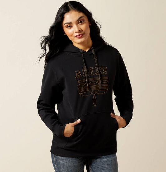10062734 Ariat Women's Booted Logo Hoodie Black