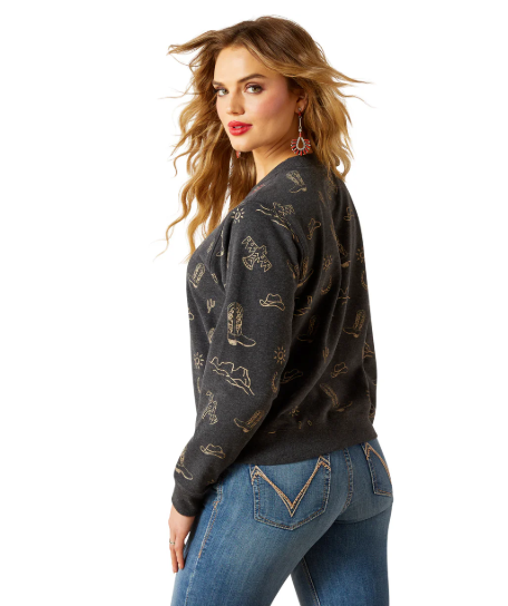 10062737 Ariat Women's Essential Crew Sweatshirt Black Heather
