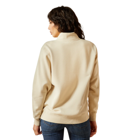 10062733 Ariat Women's Denim & Supply 1/2 Zip Sweatshirt Oyster Gray