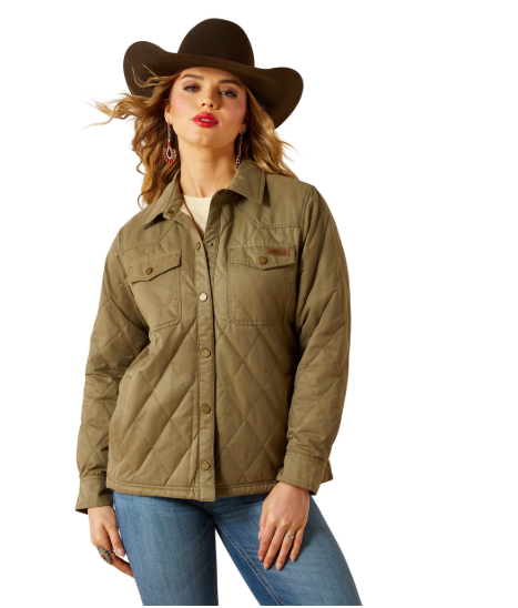 10062813 Ariat Women's Grizzly Quilted Barn Jacket Dusky Green