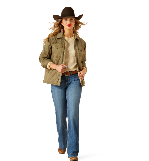 10062813 Ariat Women's Grizzly Quilted Barn Jacket Dusky Green