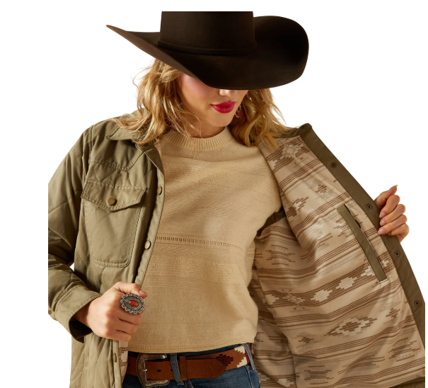 10062813 Ariat Women's Grizzly Quilted Barn Jacket Dusky Green