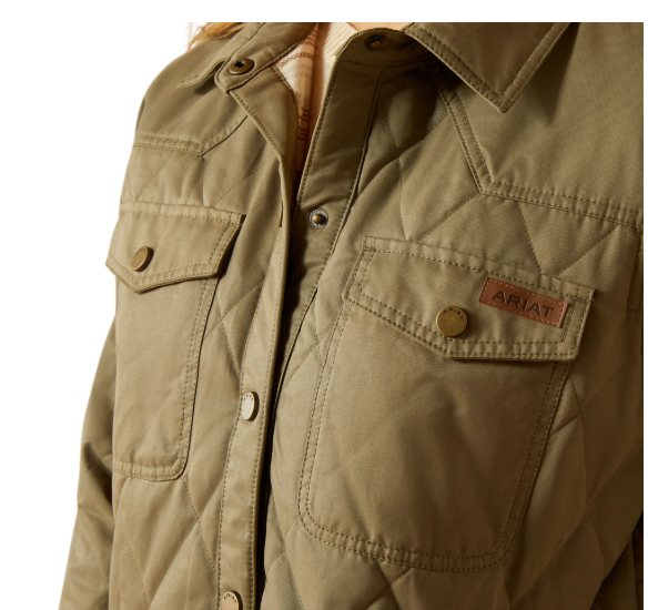 10062813 Ariat Women's Grizzly Quilted Barn Jacket Dusky Green