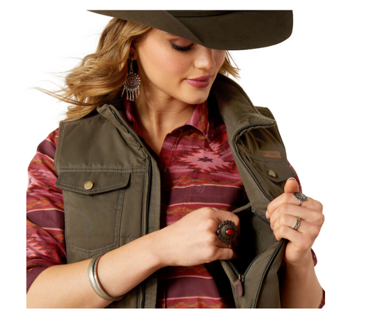 10062267 Ariat Women's Grizzly Quilted Vest Earth