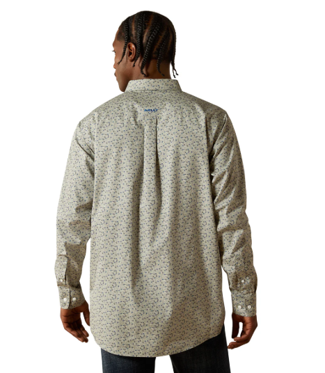 10062233 Ariat Men's Wrinkle Free Cade Fitted LS Shirt Light Grey