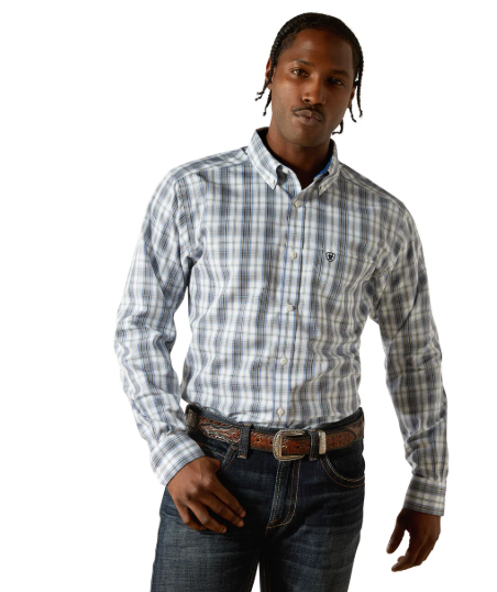 10062235 Ariat Men's Wrinkle Free Cody Fitted LS Shirt White