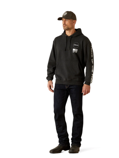 10062496 Ariat Men's Sponsor Patriot Hoodie Charcoal Heather