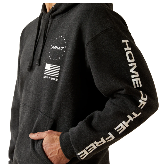 10062496 Ariat Men's Sponsor Patriot Hoodie Charcoal Heather