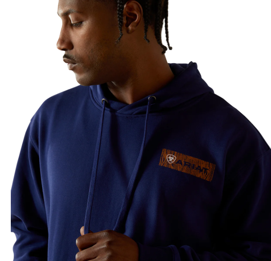 10062497 Ariat Men's Woodshop Stack Hoodie Navy
