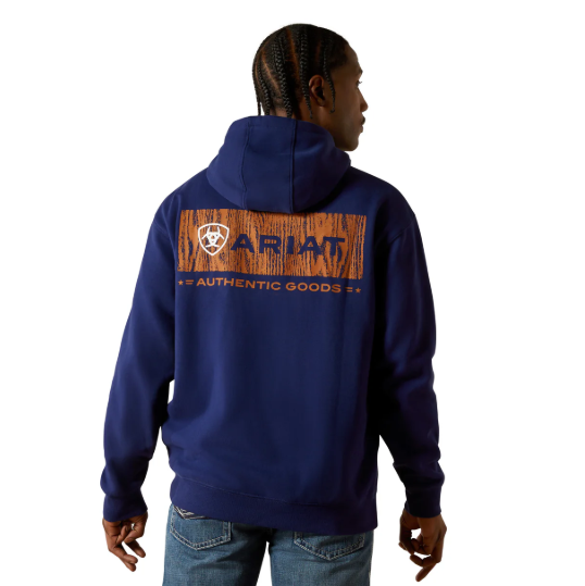 10062497 Ariat Men's Woodshop Stack Hoodie Navy