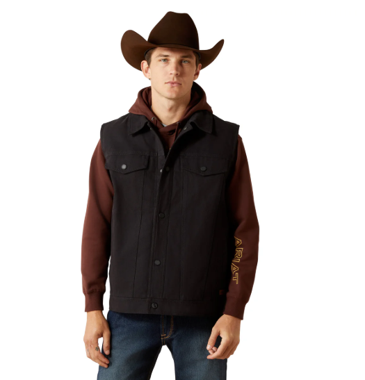 10062436 Ariat Men's Canvas Rancher Vest Black