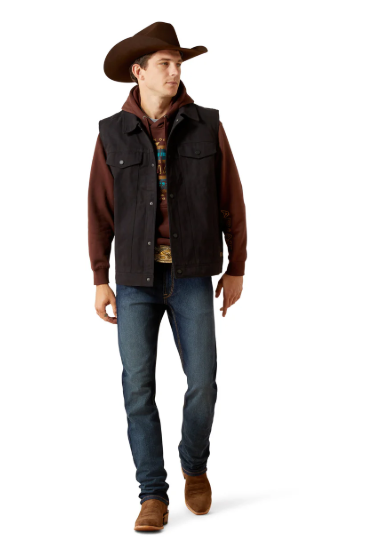 10062436 Ariat Men's Canvas Rancher Vest Black