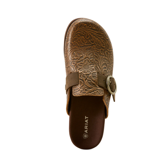 10074266 Ariat Women's Country Mule Brown Floral Emboss