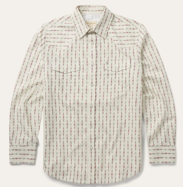 11-001-0476-2012WH Stetson Men's Collection LS Shirt Plaid White