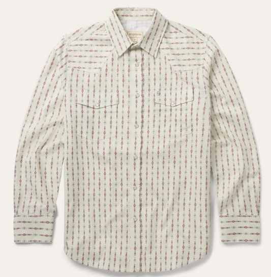 11-001-0476-2012WH Stetson Men's Collection LS Shirt Plaid White