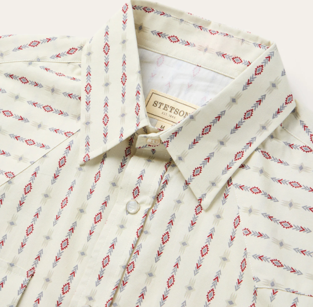 11-001-0476-2012WH Stetson Men's Collection LS Shirt Plaid White
