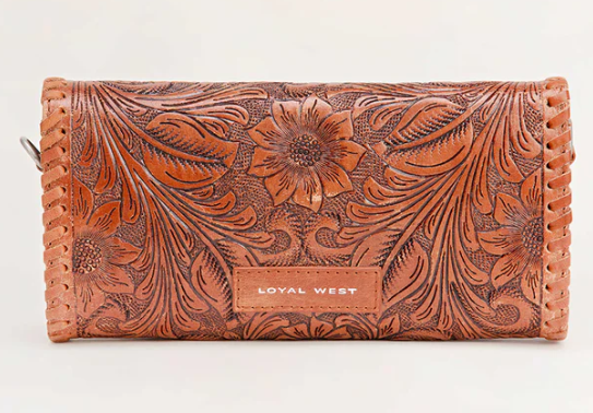 LW-SS25-046-CB Loyal West Elena Mini Bag Brown Hand Tooled Leather