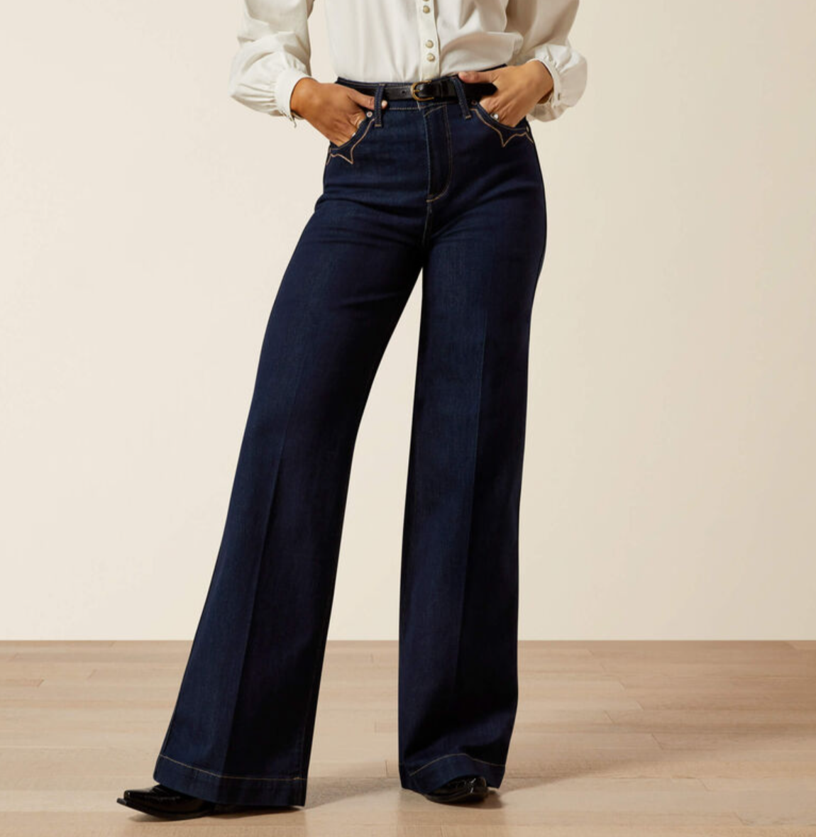 10065877 Ariat Womens Ultra High Rise Wide Leg Veronica Rinse Long Leg