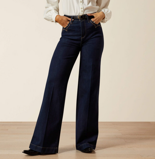 10065877 Ariat Womens Ultra High Rise Wide Leg Veronica Rinse Long Leg