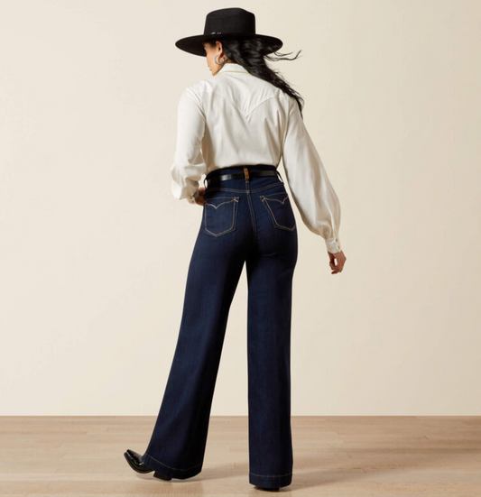 10065877 Ariat Womens Ultra High Rise Wide Leg Veronica Rinse Long Leg