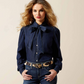 10070406 Ariat Womens Puff Sleeve Denim LS Shirt Storm Dark