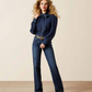 10070406 Ariat Womens Puff Sleeve Denim LS Shirt Storm Dark