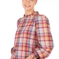 LC36-2005 Hitchley & Harrow Women's Dusty Pink, Tan, Burgundy & Blue Check Blouse