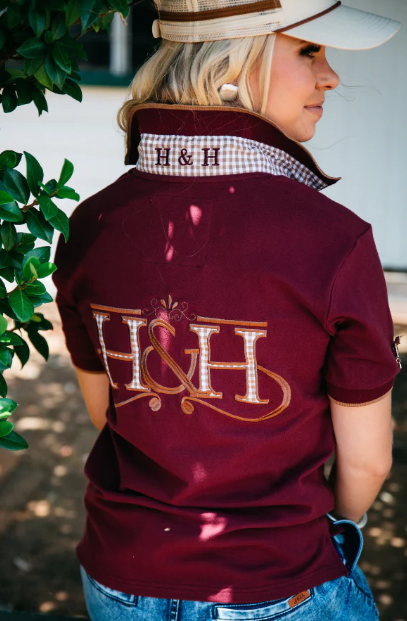 EL134 Hitchley & Harrow Women's Loose Fit Burgundy Polo