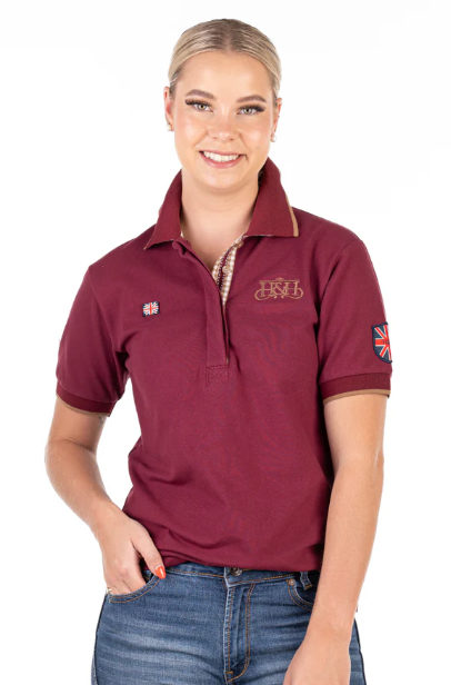 EL134 Hitchley & Harrow Women's Loose Fit Burgundy Polo