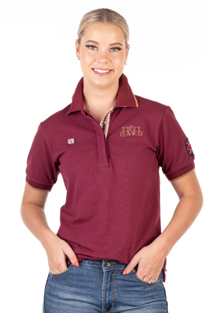 EL134 Hitchley & Harrow Women's Loose Fit Burgundy Polo