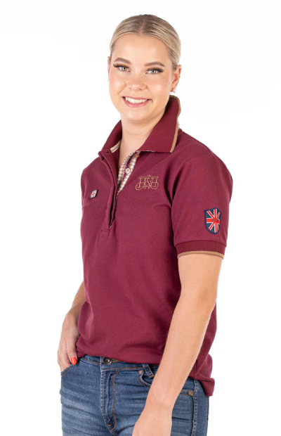 EL134 Hitchley & Harrow Women's Loose Fit Burgundy Polo