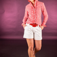 F2003 Hitchley & Harrow Women's Fitted Red & White Gingham Shirt