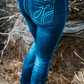 SR2237 Hitchley & Harrow Women's Ultra High Rise Nevada Jeans Turquoise Stitch 35" Leg