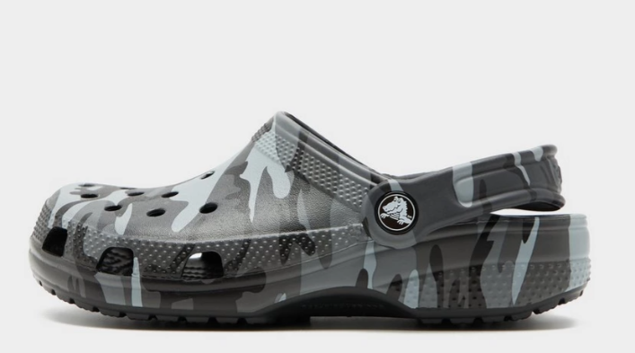 211880-0DD/211879-0DD Classic Camouflage Crocs Kid's Black & Silver