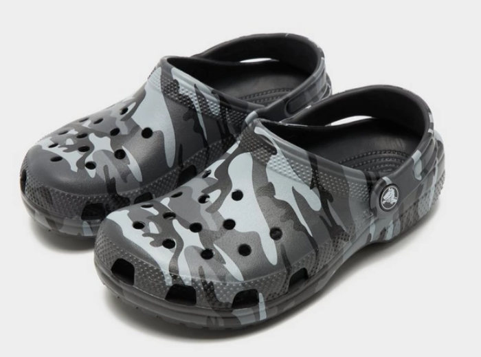 211880-0DD/211879-0DD Classic Camouflage Crocs Kid's Black & Silver