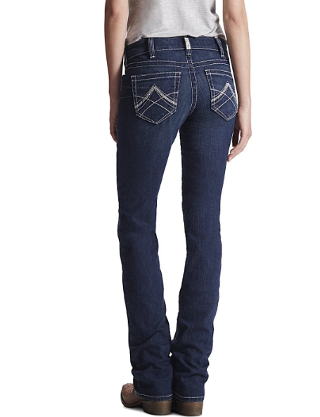 10017216 Ariat Women's R.E.A.L Mid Rise Stackable Straight Leg Jean Icon Ocean
