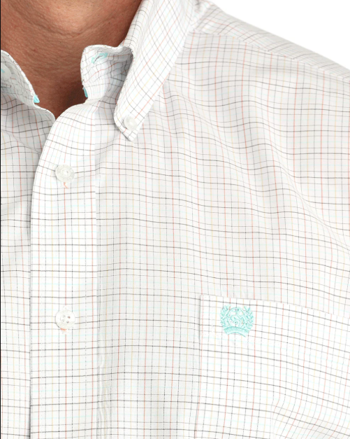 MTW1106056 Cinch Men's White Plaid Shirt