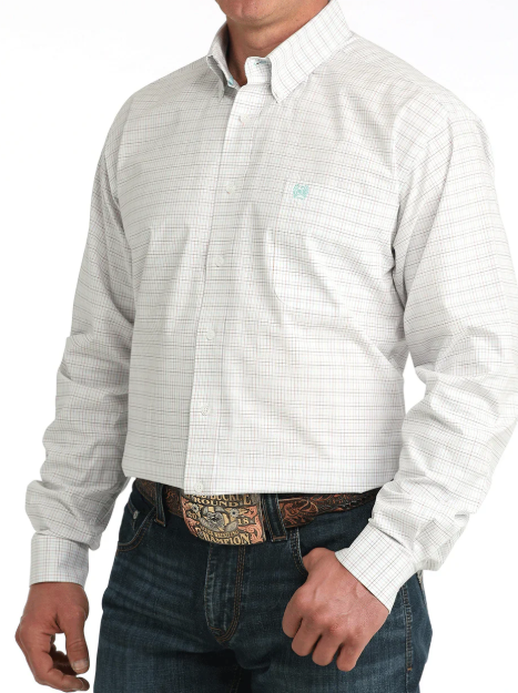 MTW1106056 Cinch Men's White Plaid Shirt